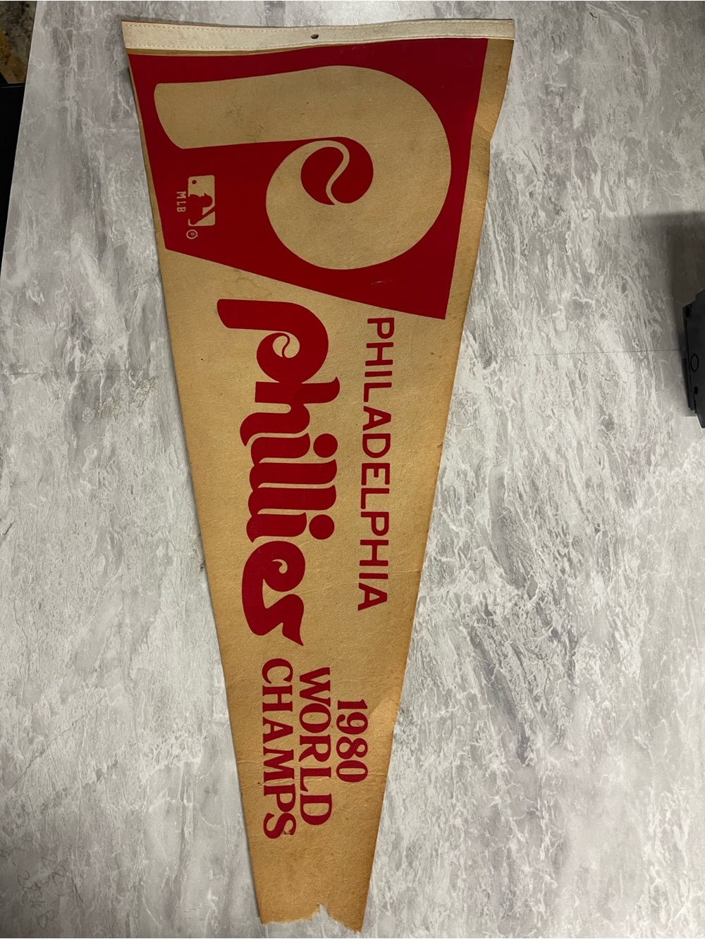 Philadelphia Phillies 1980 World Champs Vintage Pennant - Red and Cream